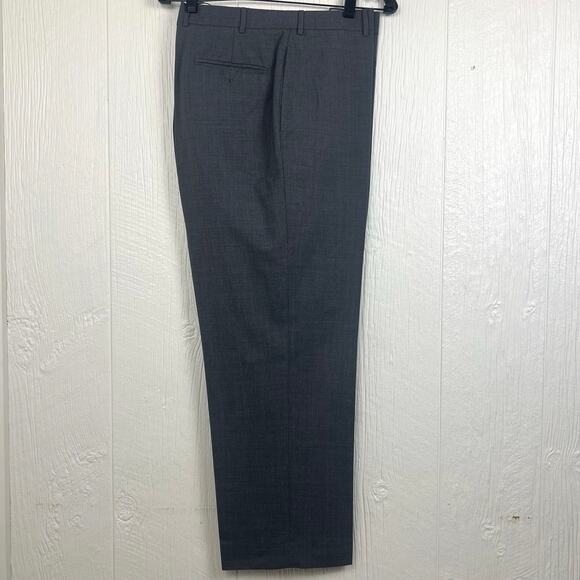 Brooks stretch dress pants mens 40x29 100% worsted wool flat front charcoal gray - Picture 6 of 9